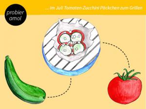 Zucchini - Tomate - Feta - Knoblauch - Päckchen zum Grillen